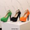 Pointed Toe Ankle Buckle Straps Stiletto Heels Platforms Pumps - Orange