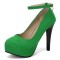 Pointed Toe Ankle Buckle Straps Stiletto Heels Platforms Pumps - Green