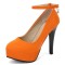 Pointed Toe Ankle Buckle Straps Stiletto Heels Platforms Pumps - Orange