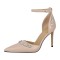 Stiletto Heels Pointed Toe Buckle Straps Decorated Sexy Punk Dorsay Pumps - Beige