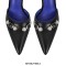 Stiletto Heels Pointed Toe Buckle Straps Decorated Sexy Punk Dorsay Pumps - Black