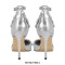 Stiletto Heels Pointed Toe Buckle Straps Decorated Sexy Punk Dorsay Pumps - Silver