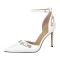 Stiletto Heels Pointed Toe Buckle Straps Decorated Sexy Punk Dorsay Pumps - White