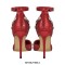 Stiletto Heels Pointed Toe Rhinestones Buckle Straps Decorated Sexy Punk Dorsay Pumps - Red