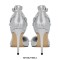 Stiletto Heels Pointed Toe Rhinestones Buckle Straps Decorated Sexy Punk Dorsay Pumps - Silver