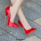 Pointed Toe Stiletto Heels Elegant Smooth Surface Pumps - Red