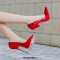 Pointed Toe Stiletto Heels Elegant Smooth Surface Pumps - Red