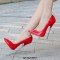 Pointed Toe Stiletto Heels Elegant Smooth Surface Pumps - Red