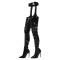 Pointed Toe Stiletto Heels Platforms Stretchy Elastic Pantyhose Boots - Black