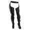 Round Toe Stiletto Heels Platforms Stretchy Elastic Pantyhose Boots - Black