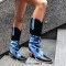 Pointed Toe Knee Highs Western Style Denim Cowboy Boots - Black Faux Leather
