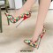 Pointed Toe Stiletto Heels Geometry Artwork Colorful Pumps - Green