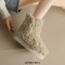 Round Toe Flat Bottom Platforms Wool Winter Ankle Highs Boots - Beige