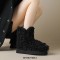 Round Toe Flat Bottom Platforms Wool Winter Ankle Highs Boots - Black