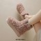Round Toe Flat Bottom Platforms Wool Winter Ankle Highs Boots - Pink