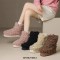 Round Toe Flat Bottom Platforms Wool Winter Ankle Highs Boots - Pink