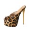 Fish Mouth Peep Toe Stiletto Heels Platforms Leopard Prom Sandals - Leopard Patent