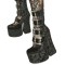 Round Toe Victorian Buckle Straps Chunky Heels Gothic Ankle Highs Platforms Boots - Black Flock