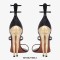 Peep Toe Strange Unique Heels Patent Sculptural Ankle Double Straps Cabaret Sandals - Black