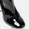 Round Toe Strange Unique Heels Patent Knee Highs Zipper Cabaret Booties - Black