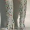 Pointed Toe Chunky Heels Rhinestones Colorful Crystals Side Zipper Knee Highs Booties - Silver