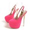 Round Toe Stiletto Heels Butterfly Buckle Straps Platforms Pumps - Pink Flock
