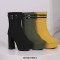 Round Toe Chunky Heels Platforms Back Zipper Ankle Highs Suede Boots - Green