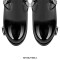 Round Toe Metal Chain with Rivet Decorated Punk Gothic Chunky Heels Platforms Thigh Highs Boots - Black