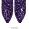 Pointed Toe Sequined Blings Chunky Heels Side Zipper Ankle Highs Booties - Purple