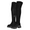 Round Toe Low Chunky Heels Over The Knee Stretch Side Zipper Boots - Black Lycra
