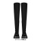 Round Toe Low Chunky Heels Over The Knee Stretch Side Zipper Boots - Black Lycra