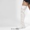 Round Toe Low Chunky Heels Over The Knee Stretch Side Zipper Boots - White Faux Leather