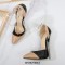 Pointed Toe Stiletto Heels Ankle Buckle Straps Dorsay Pumps - Apricot