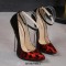 Pointed Toe Stiletto Heels Ankle Buckle Straps Leopard Pumps - Red
