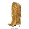 Pointed Toe Stilettos Sequin Fringe Sexy Knee Highs  Boots - Gold