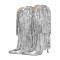 Pointed Toe Stilettos Sequin Fringe Sexy Knee Highs Boots - Silver