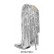 Pointed Toe Stilettos Sequin Fringe Sexy Knee Highs Boots - Silver