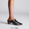Pointed Toe Strange Ball Heels Half Slippers Sandals - Black Leather