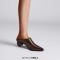Pointed Toe Strange Ball Heels Half Slippers Sandals - Brown Leather