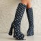 Pointed Toe Gretel Sequin Knee Highs Chunky Heels Boots - DarkBlue Denim