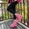 Round Toe Heart Patchwork Ankle Highs Platforms Wedges Boots - Yellow Faux Leather