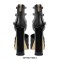 Pointed Toe Chunky Heels Platforms Ankle Wrap Heel Stripes Sandals - Black