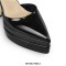 Pointed Toe Chunky Heels Platforms Ankle Wrap Heel Stripes Sandals - Dark Gray