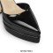 Pointed Toe Chunky Heels Platforms Ankle Wrap Heel Stripes Sandals - Black