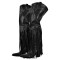 Pointed Toe Chunky Low Heels Fringe Over The Knees Rivets Western Cowboy Boots - Black