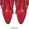 Pointed Toe Chunky Low Heels Fringe Over The Knees Rivets Western Cowboy Boots - Red