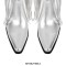 Pointed Toe Chunky Low Heels Fringe Over The Knees Rivets Western Cowboy Boots - Silver