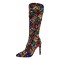 Pointed Toe Sequins Stiletto Heels Knee Highs Boots - Multicolor