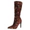 Pointed Toe Sequins Stiletto Heels Knee Highs Boots - Red