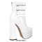 Round Toe Chunky Heels Platforms Ankle Wrap Heel Stripes Boots - White